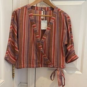 Striped quarter sleeve blouse